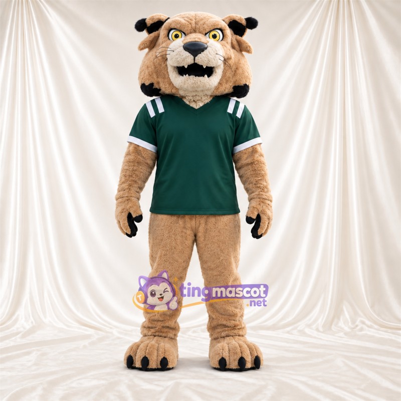 Costume de mascotte Lynx roux – brun clair – Chemise (vert) Costume de mascotte Lynx roux – brun clair – Chemise (vert)