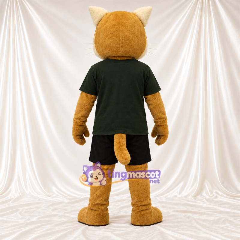 Costume de mascotte Lynx roux – brun clair – Chemise (vert foncé); Short (noir) Costume de mascotte Lynx roux – brun clair – Chemise (vert foncé); Short (noir)