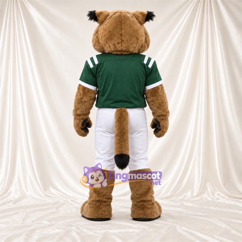 Costume de mascotte Lynx roux – brun clair – Chemise (vert); Pantalon (blanc) Costume de mascotte Lynx roux – brun clair – Chemise (vert); Pantalon (blanc)