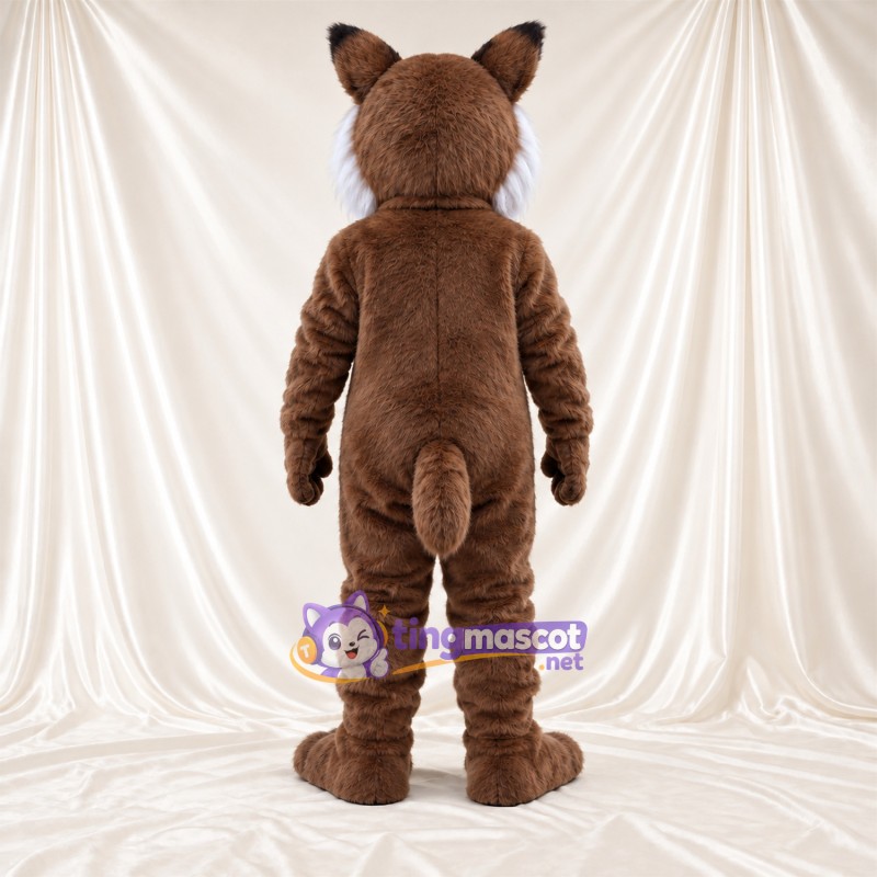 Brown and White Bobcat Mascot Costume - White Belly and Toothy Grin Brown and White Bobcat Mascot Costume - White Belly and Toothy Grin