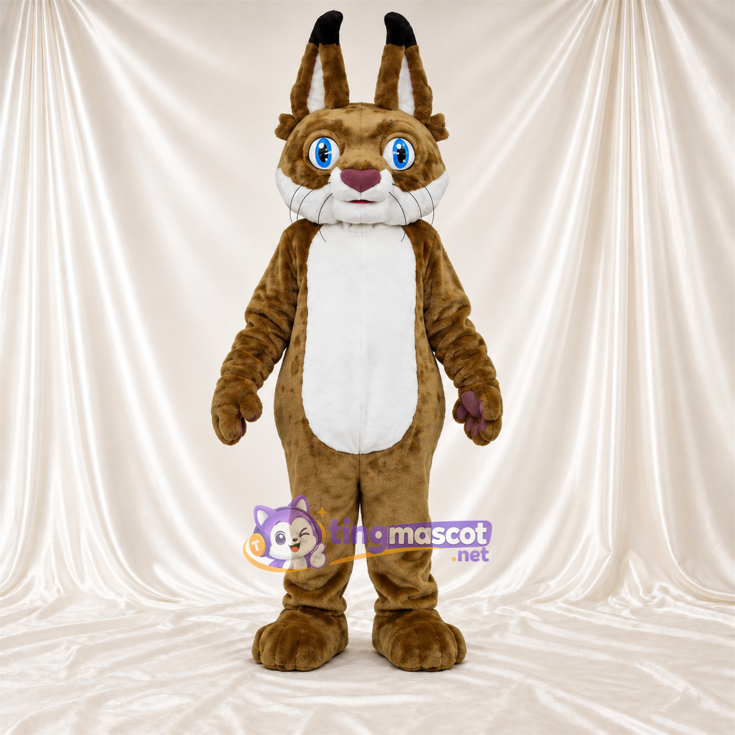 Brown and White Lynx Mascot Costume - Long Ear Tufts Brown and White Lynx Mascot Costume - Long Ear Tufts