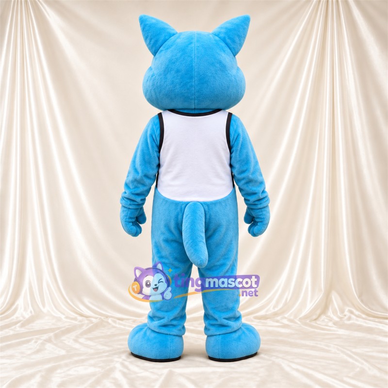 Costume de mascotte Chat – bleu / blanc – Chemise (blanc) Costume de mascotte Chat – bleu / blanc – Chemise (blanc)