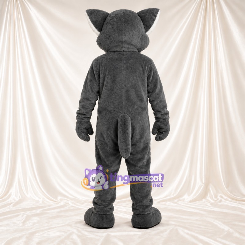 Costume de mascotte Chat – gris / blanc – Feuille; Ventre (blanc) Costume de mascotte Chat – gris / blanc – Feuille; Ventre (blanc)