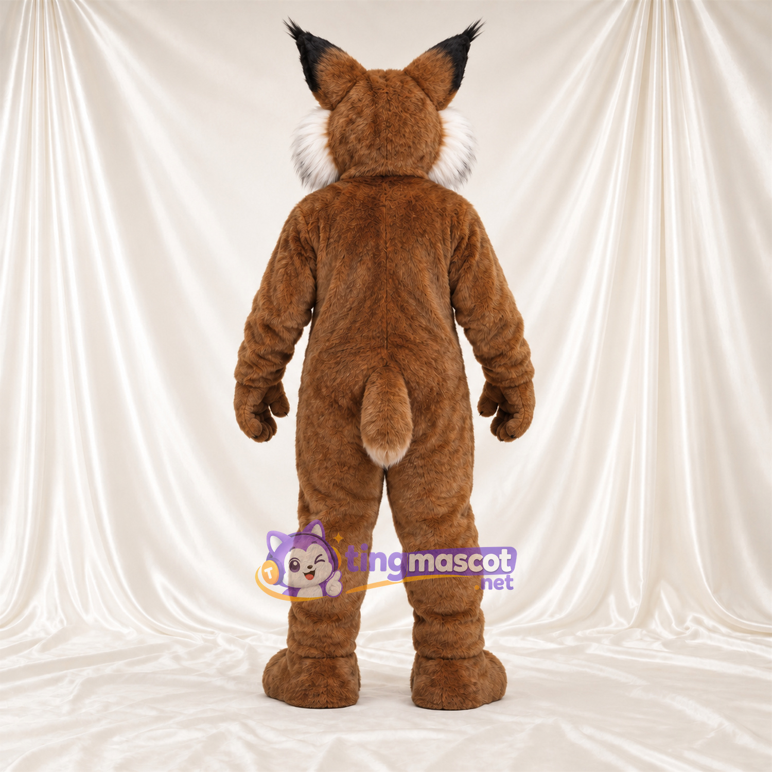 Brown and White Bobcat Mascot Costume - Pointed Ears and White Cheeks Brown and White Bobcat Mascot Costume - Pointed Ears and White Cheeks