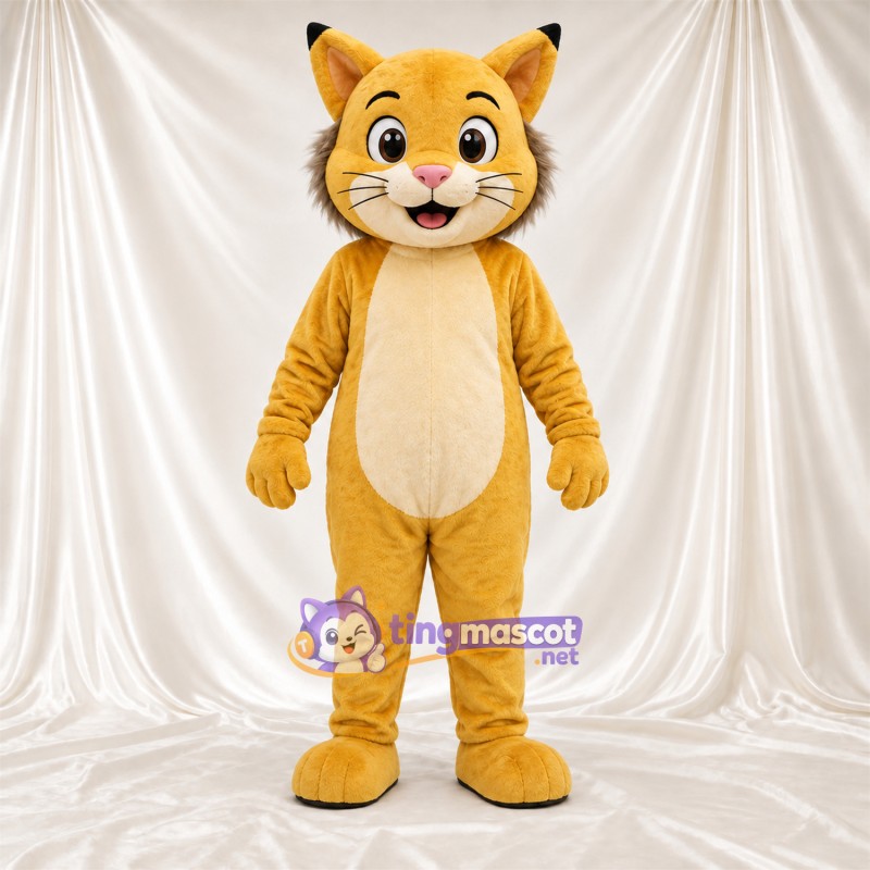 Costume de mascotte Chat – brun clair / blanc – Ventre (crème); Nez (rose) Costume de mascotte Chat – brun clair / blanc – Ventre (crème); Nez (rose)