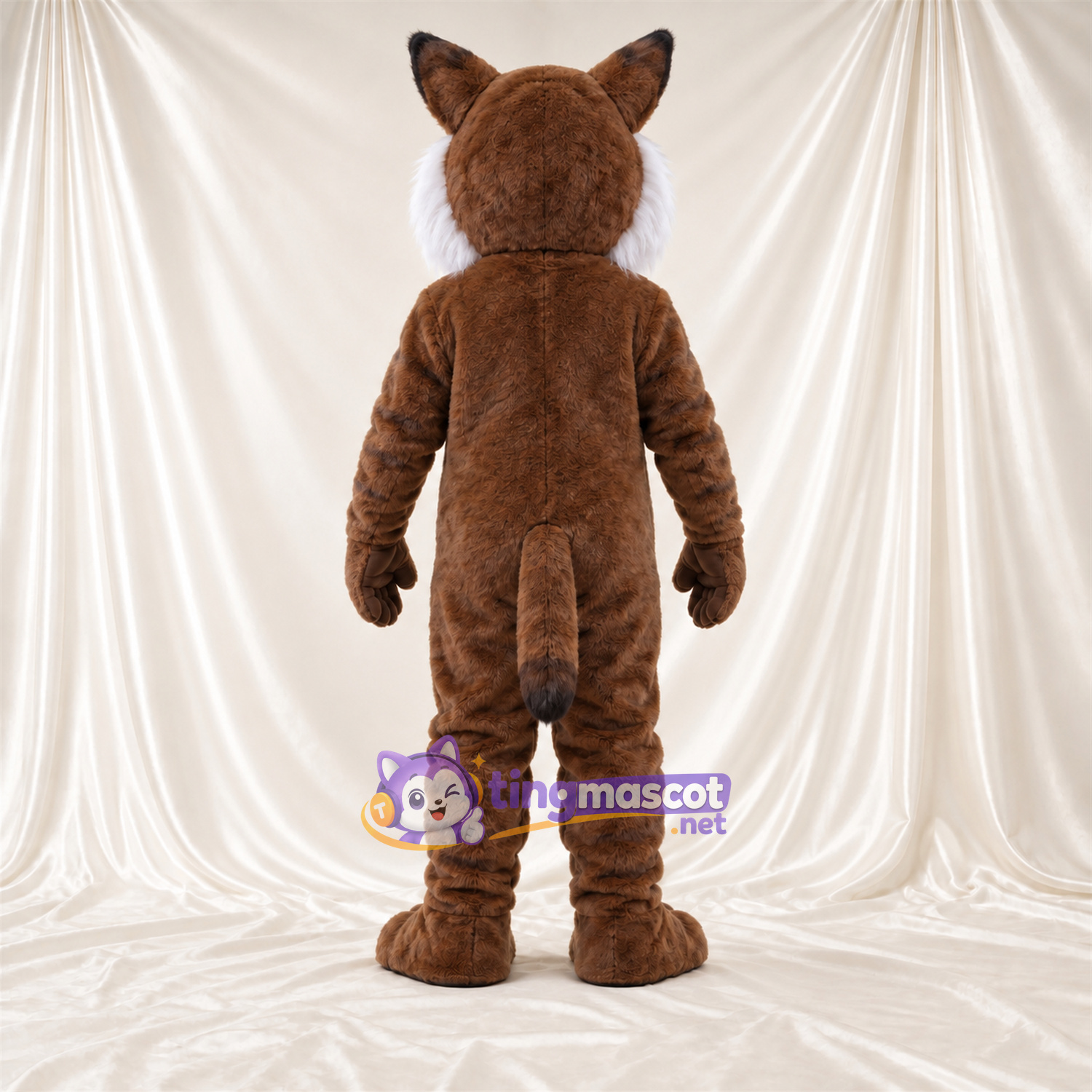 Brown and White Bobcat Mascot Costume - White Belly and Toothy Grin Brown and White Bobcat Mascot Costume - White Belly and Toothy Grin