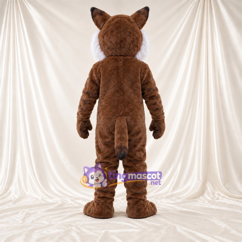 Brown and White Bobcat Mascot Costume - White Belly and Toothy Grin Brown and White Bobcat Mascot Costume - White Belly and Toothy Grin