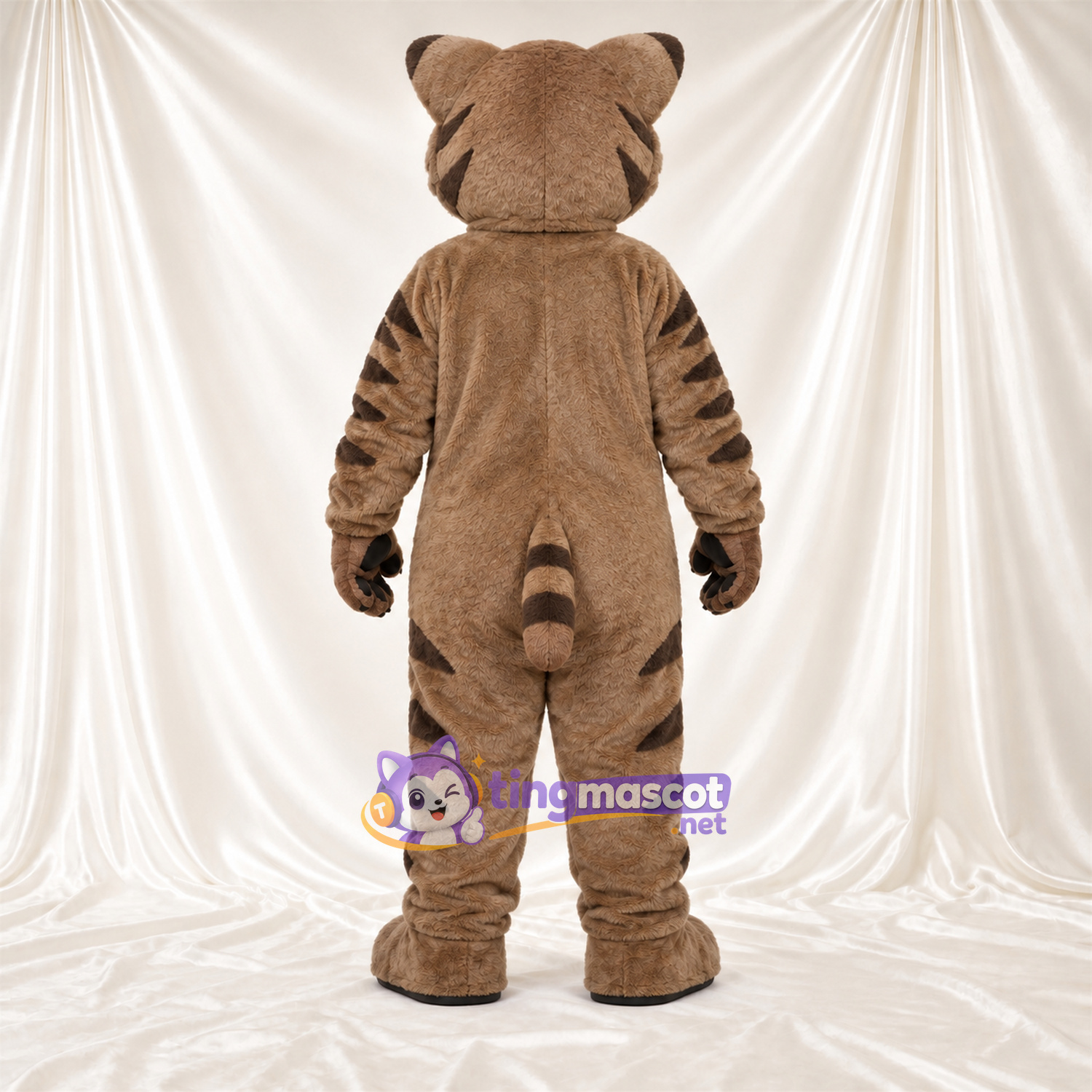 Brown and White Bobcat Mascot Costume - White Belly and Black Stripes Brown and White Bobcat Mascot Costume - White Belly and Black Stripes