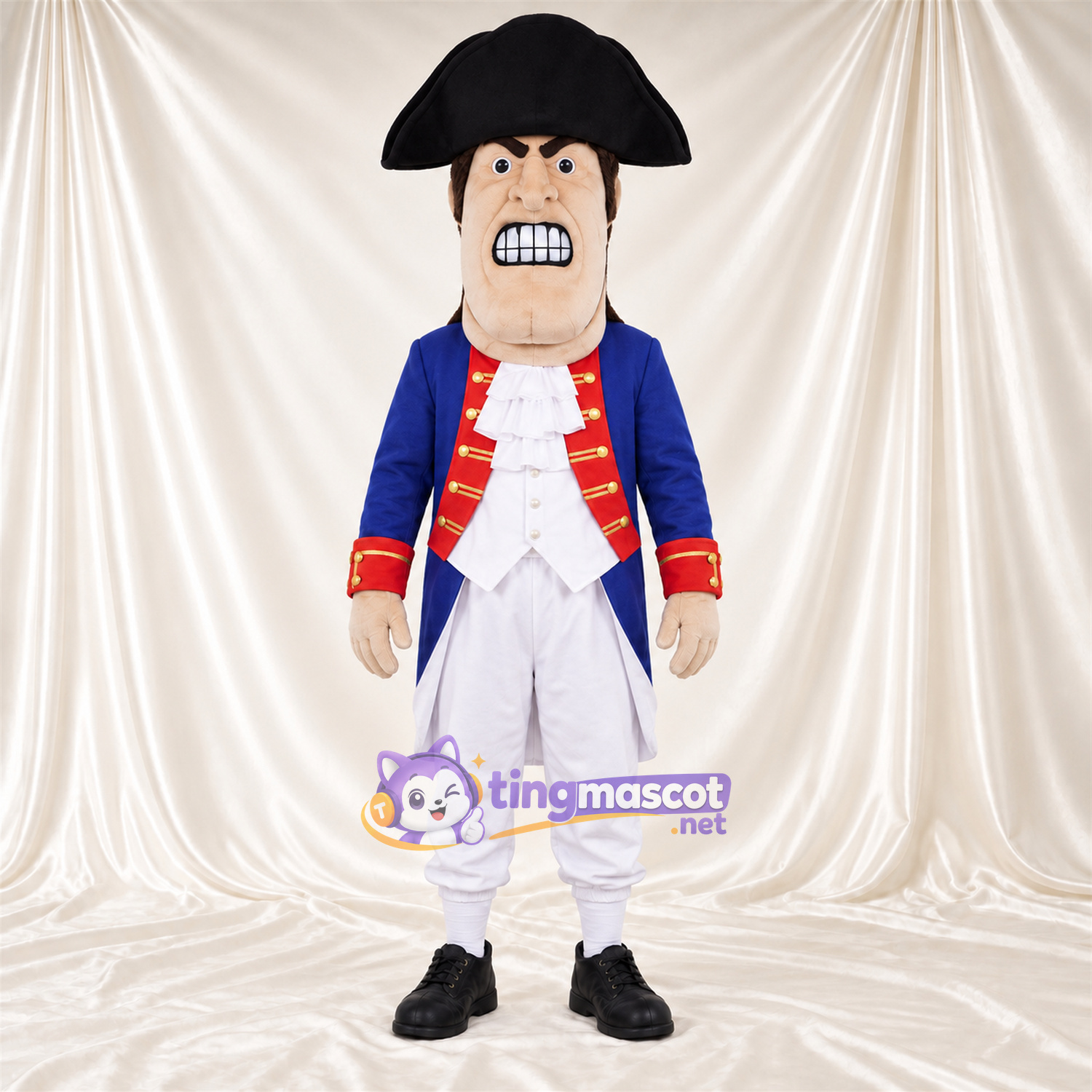 Maskottchenkostüm Patriot – blau / weiß / schwarz – Mantel (blau); Hose (weiß) Maskottchenkostüm Patriot – blau / weiß / schwarz – Mantel (blau); Hose (weiß)