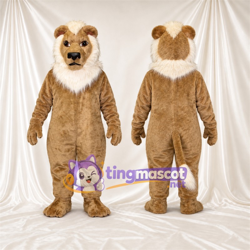 Costume de mascotte Chat sauvage – brun clair – Crocs pointus; Collerette (blanc)