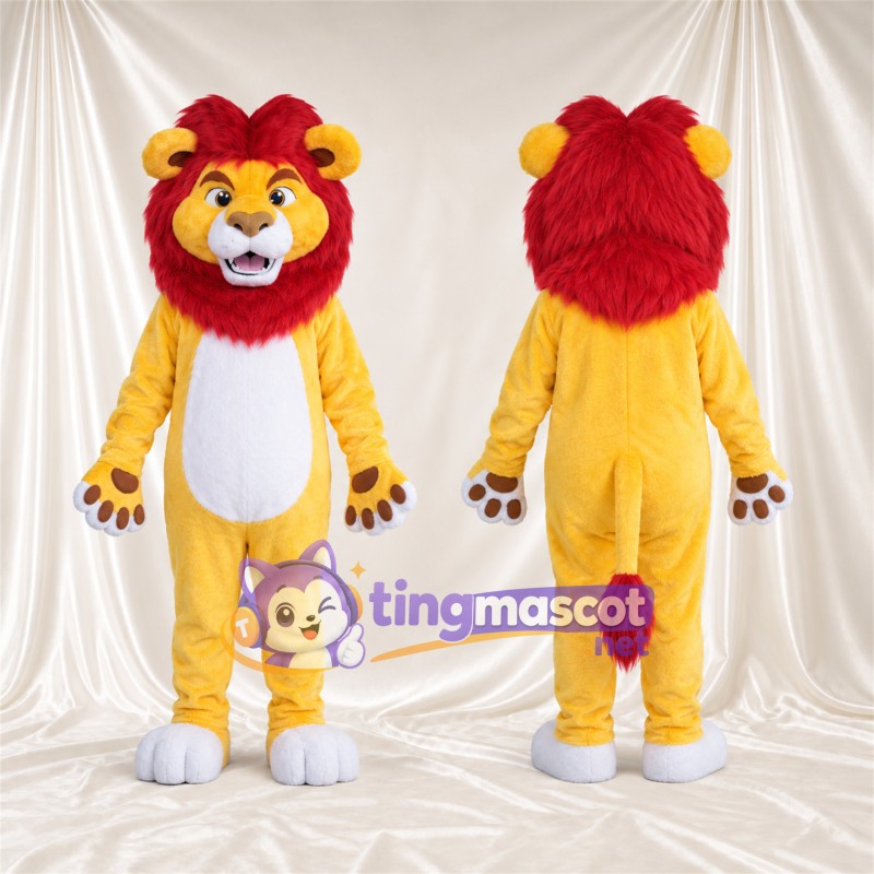 Costume de mascotte Lion – orange – Crinière (rouge)
