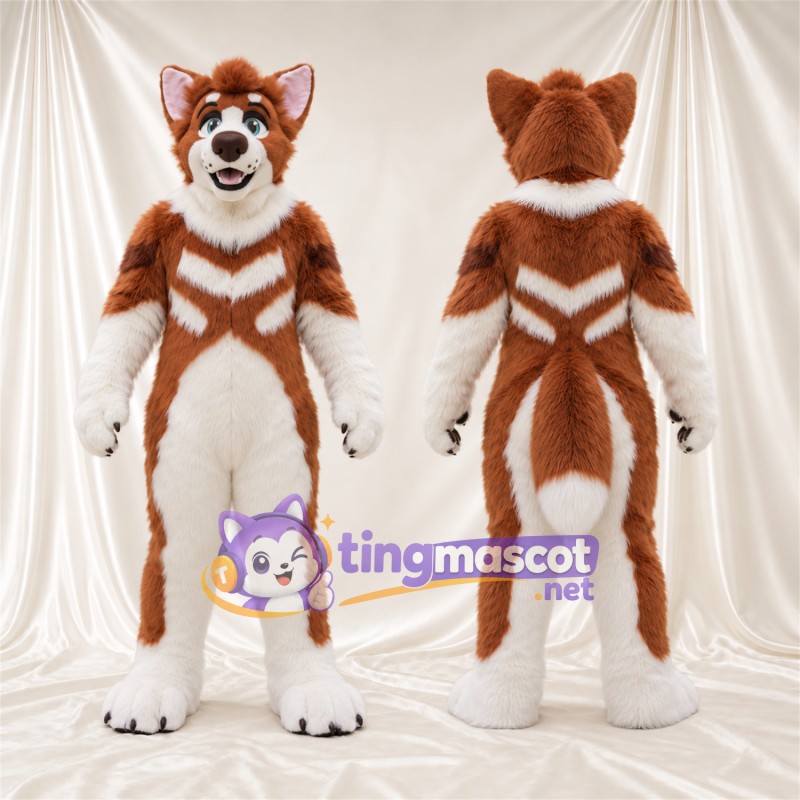 Costume de mascotte Renard – marron / blanc – Bas des jambes (blanc)