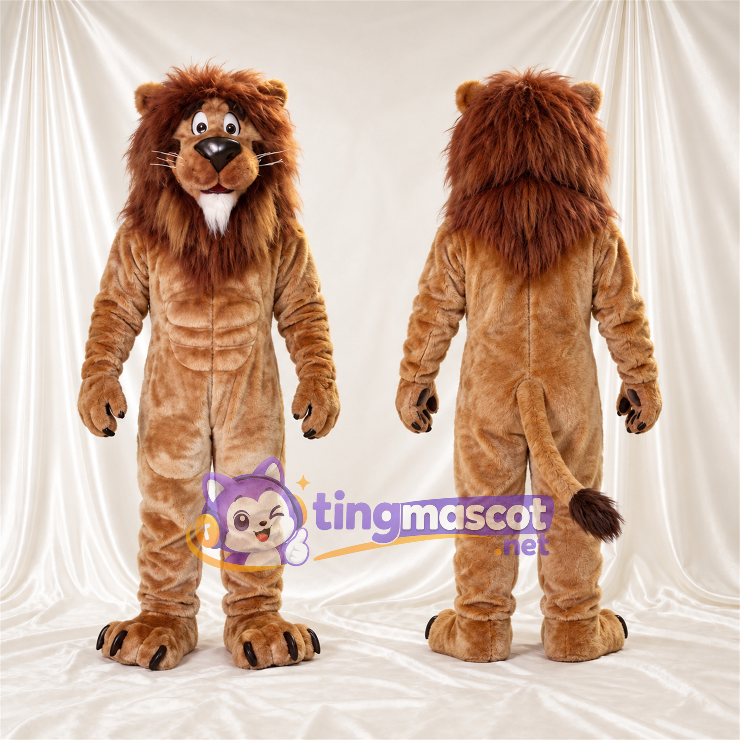 Brown Lion Mascot Costume - Black Claws and White Beard Brown Lion Mascot Costume - Black Claws and White Beard