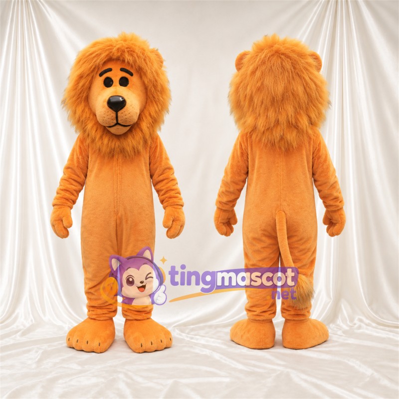 Costume de mascotte Lion – orange – Crinière (orange); Nez (noir)