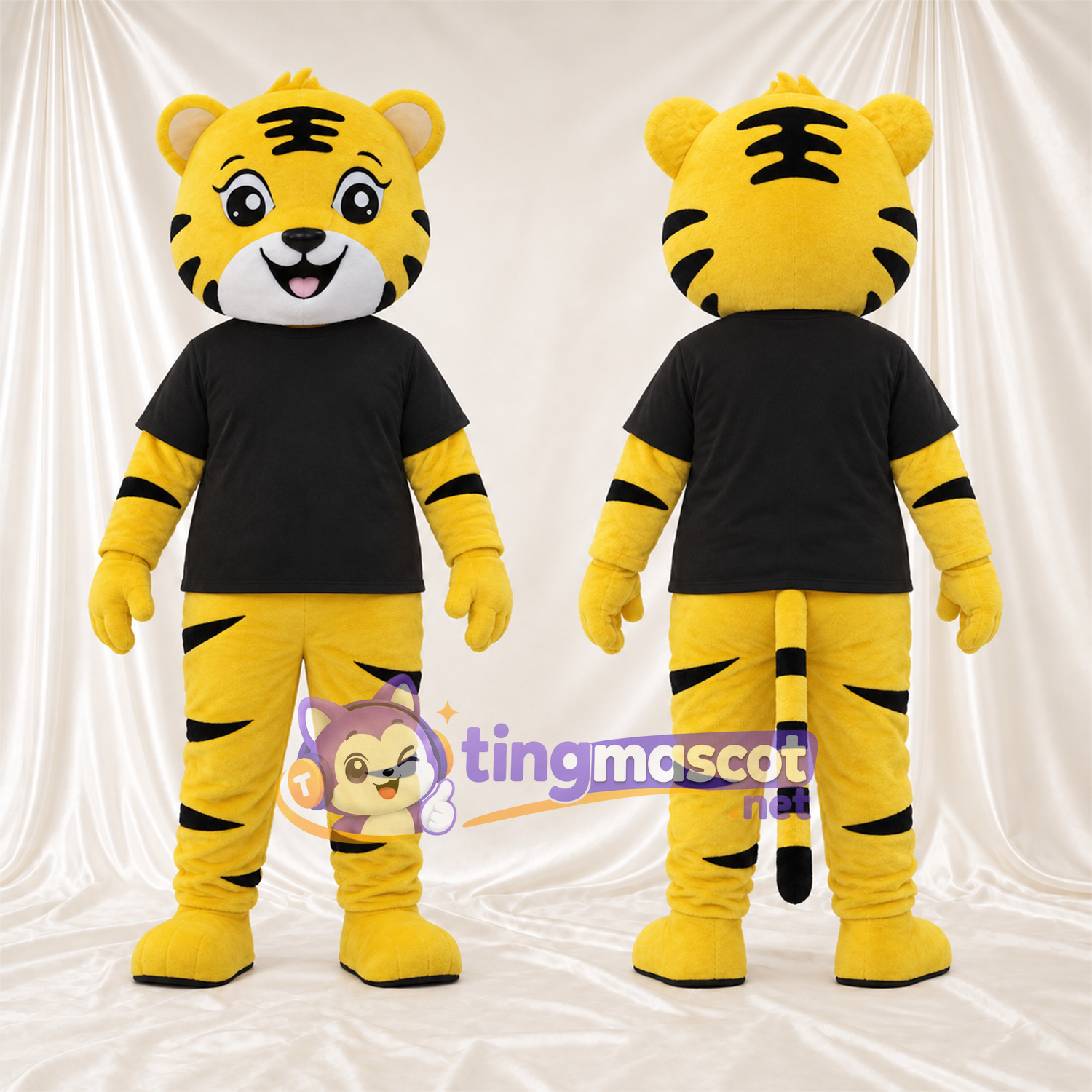 Costume de mascotte Tigre – jaune – Chemise (noir) Costume de mascotte Tigre – jaune – Chemise (noir)