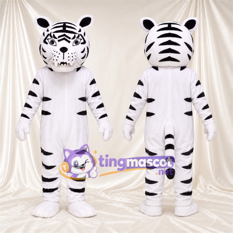 Costume de mascotte Tigre – blanc / noir – Baskets (noir / blanc); Tête