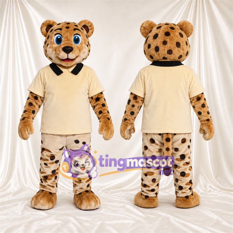 Costume de mascotte Léopard – brun clair / noir – Chemise (beige)