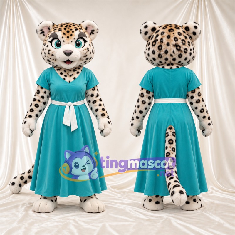 Costume de mascotte Guépard – crème / noir – Robe (turquoise)