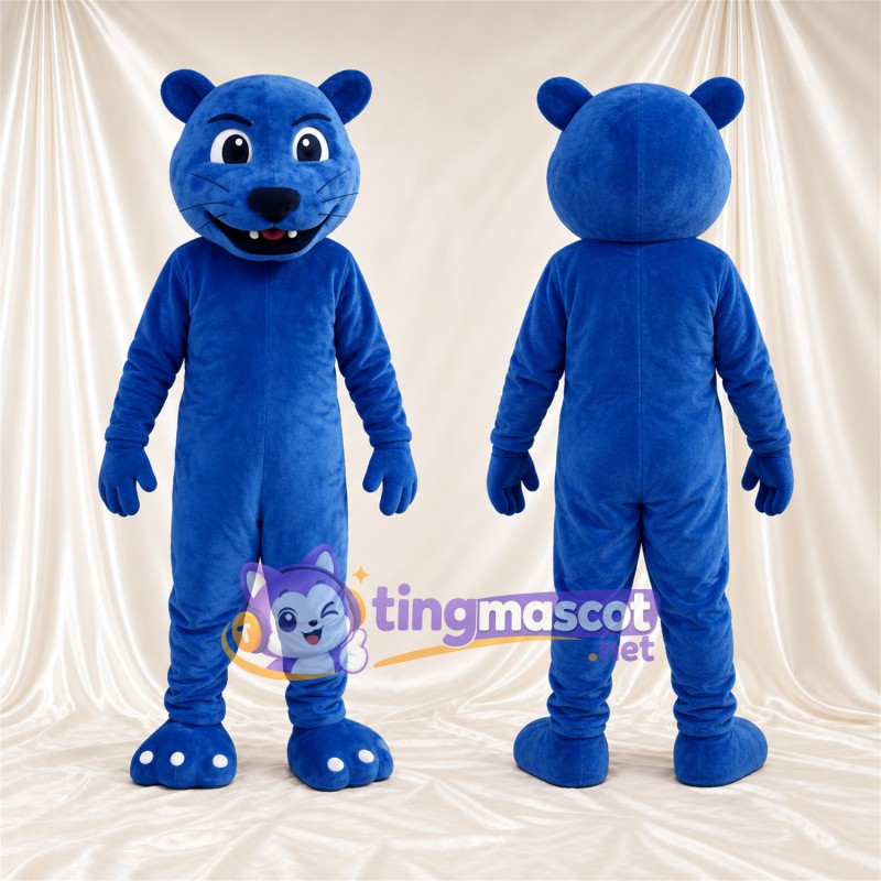 Costume de mascotte Panthère – bleu – Bouche ouverte; Orteils (blanc)