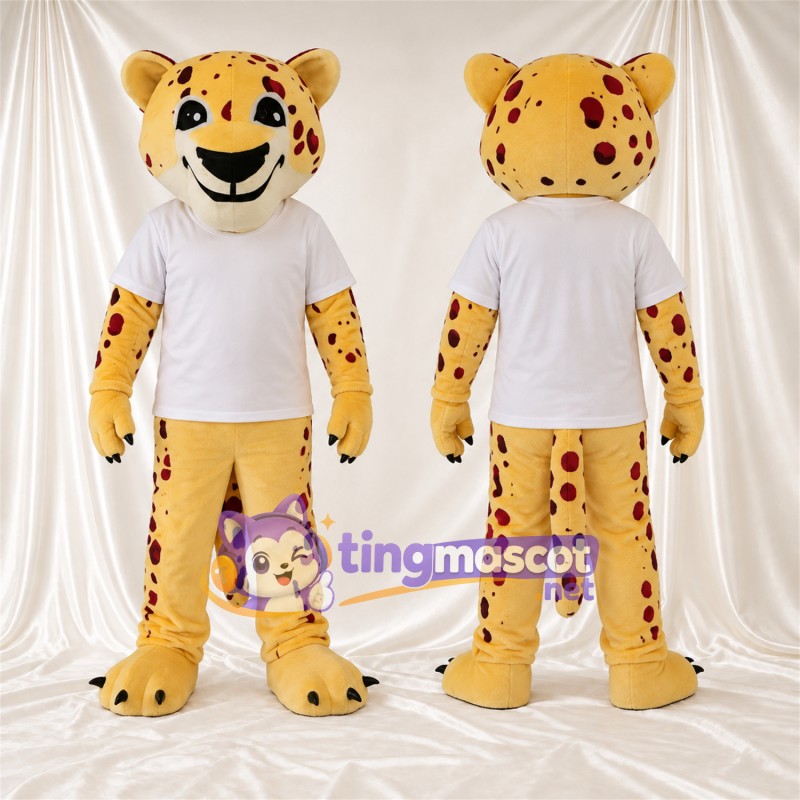 Costume de mascotte Guépard – jaune / noir – Chemise (blanc)