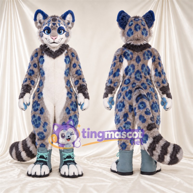 Costume de mascotte Léopard – gris / bleu