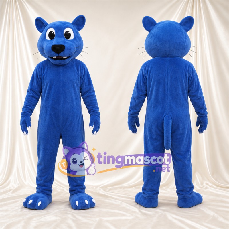 Costume de mascotte Panthère – bleu – Orteils (blanc); Moustaches (blanc)