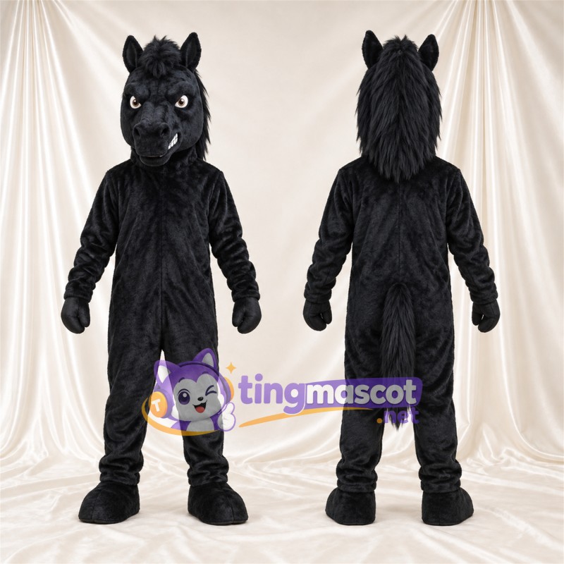 Black Horse Mascot Costume - Black Mane and Head Tuft