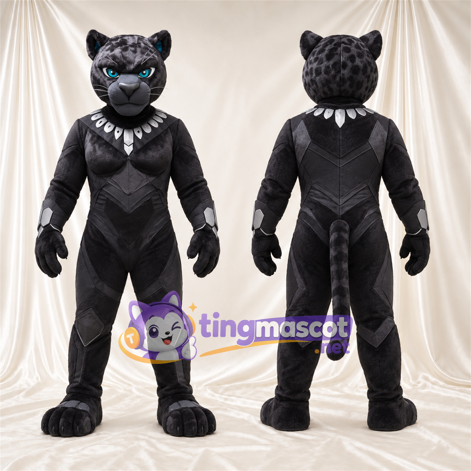Black Panther Mascot Costume - Black Superhero Suit Black Panther Mascot Costume - Black Superhero Suit
