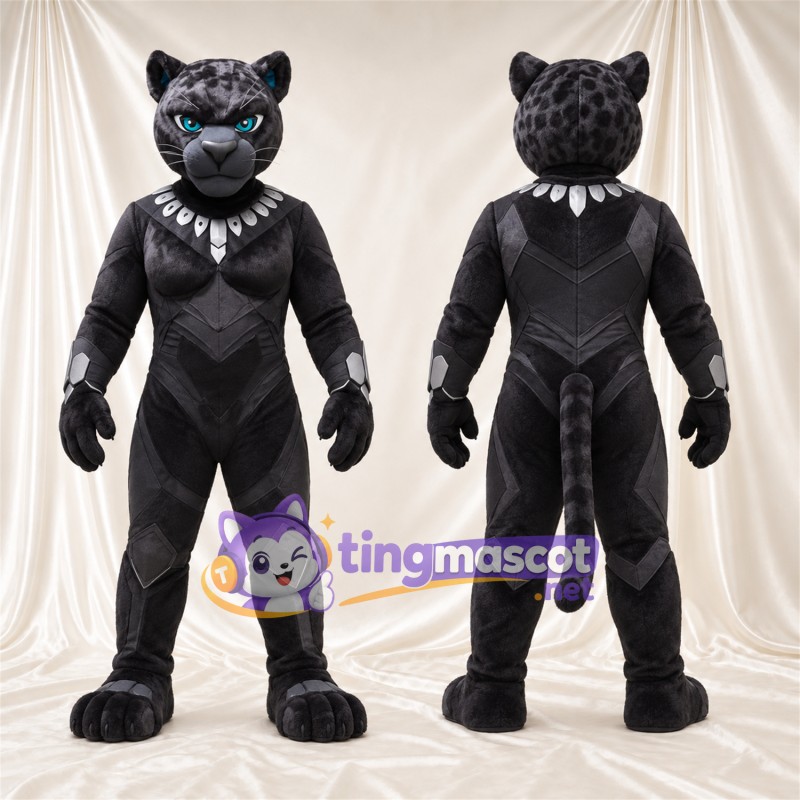 Black Panther Mascot Costume - Black Superhero Suit
