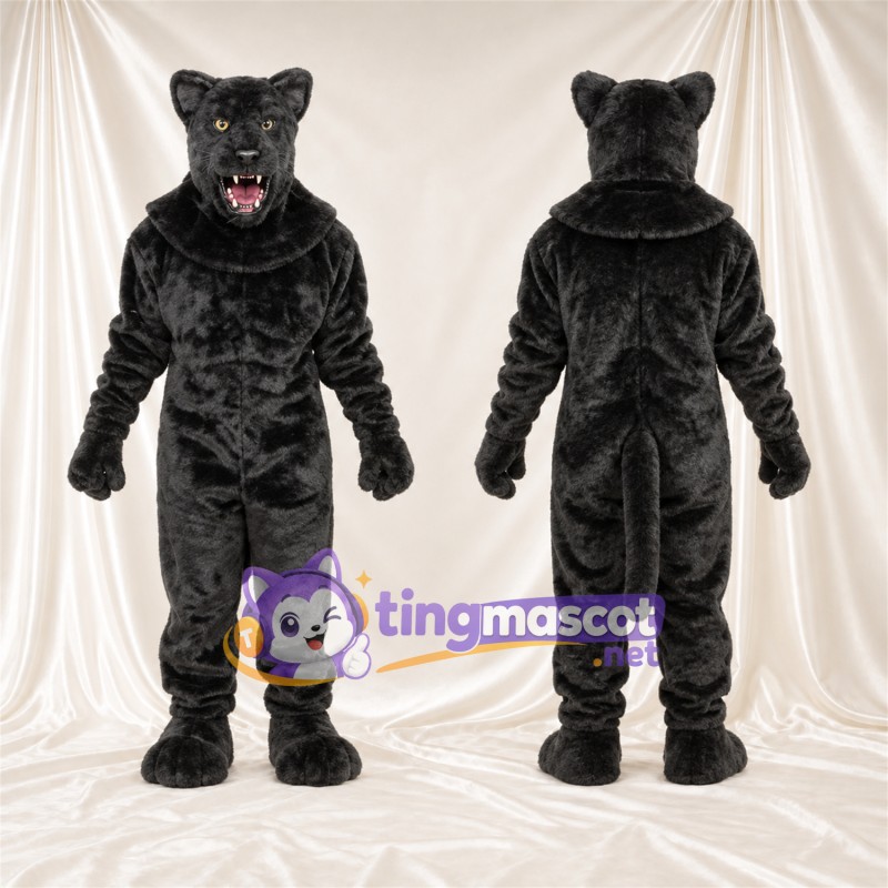 Black Panther Mascot Costume - Pointed Fangs and Rosette Spots