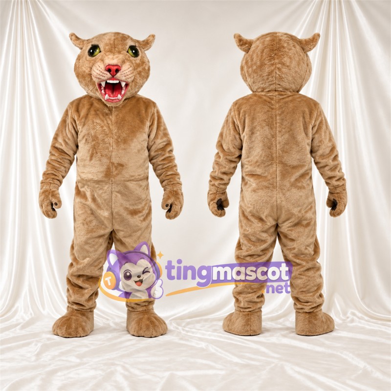 Costume de mascotte Chat sauvage – brun clair – Nez (rose); Crocs pointus