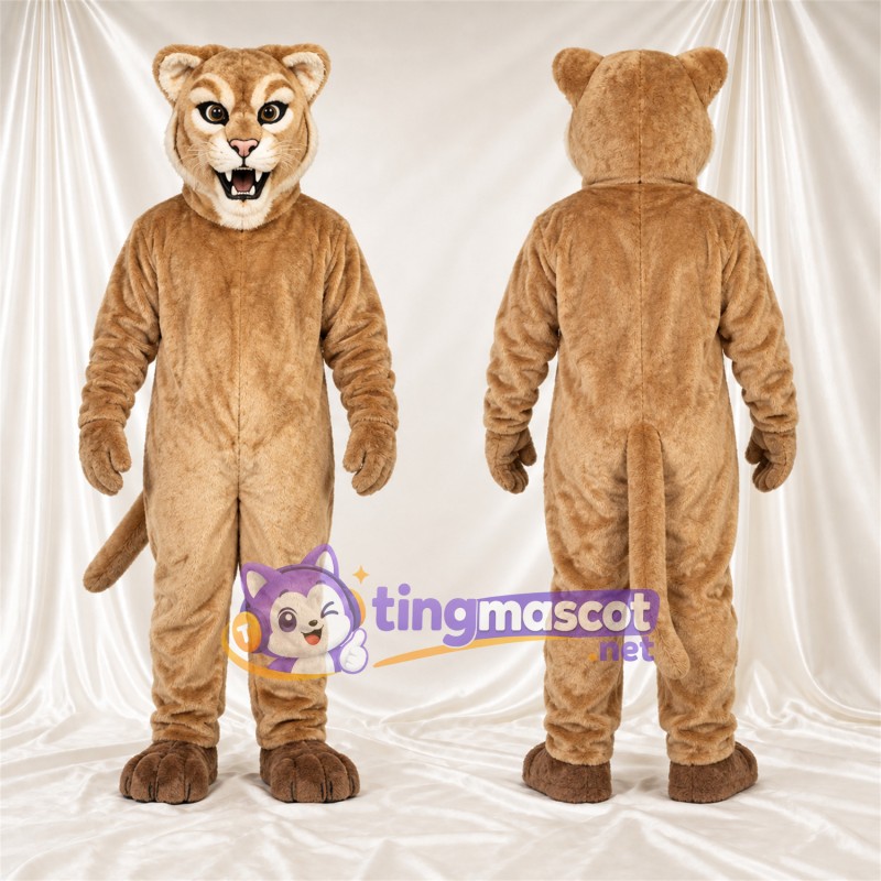Costume de mascotte Puma – brun clair – Longue queue; Museau (blanc)