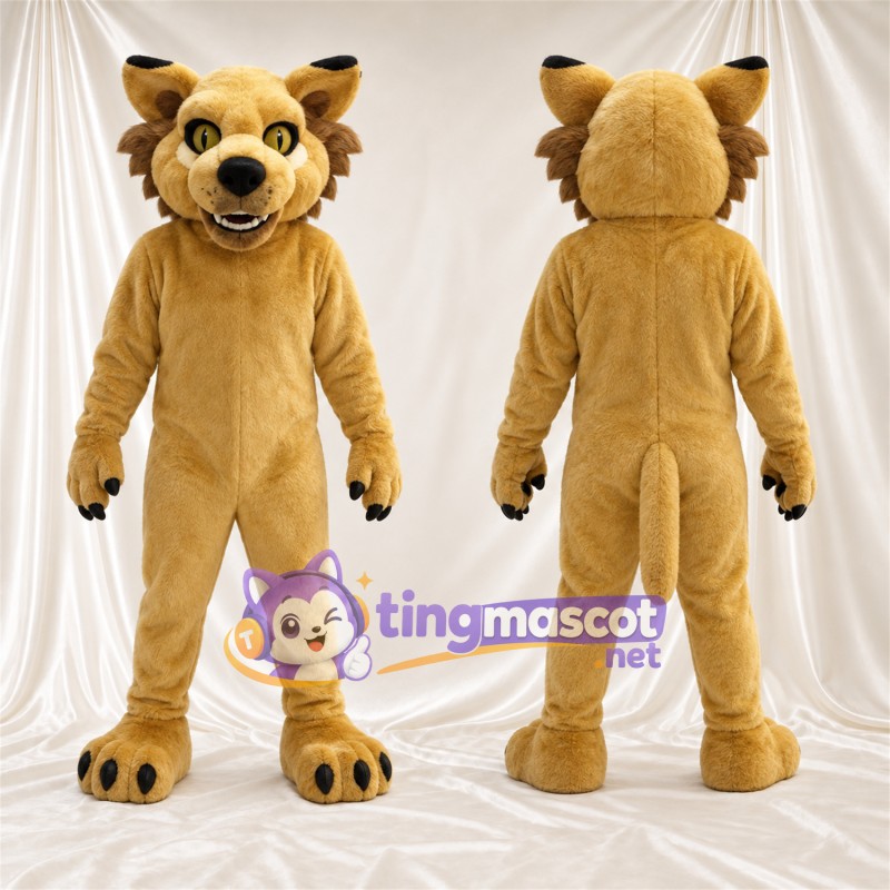 Costume de mascotte Chat sauvage – brun clair – Pointes des oreilles; Touffes sur les joues