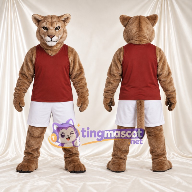 Costume de mascotte Puma – brun clair – Chemise; Short (blanc)