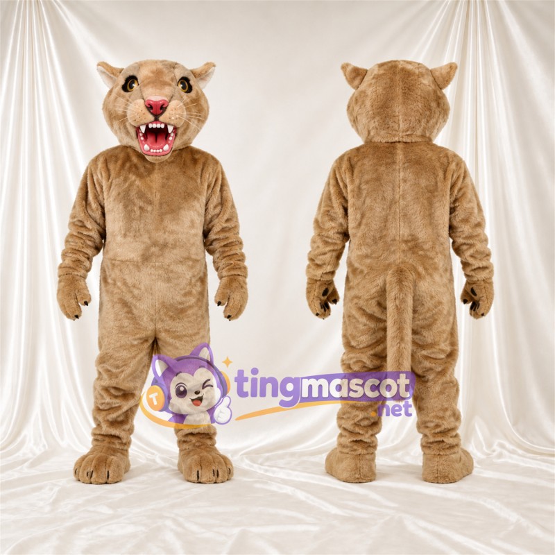Costume de mascotte Chat sauvage – brun clair – Nez (rose); Crocs pointus