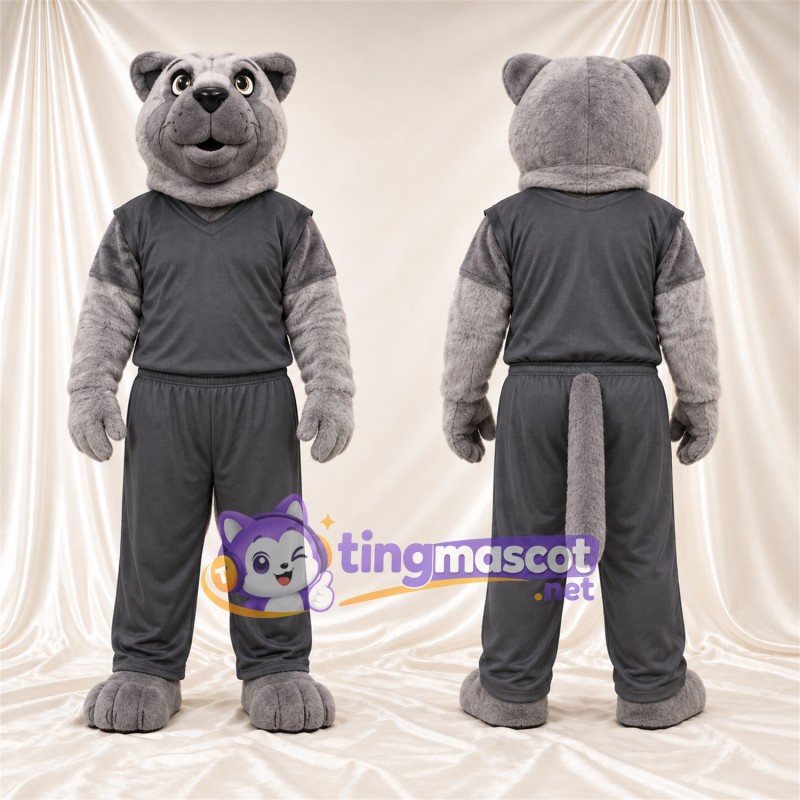 Costume de mascotte Chien – gris – Survêtement (gris foncé)