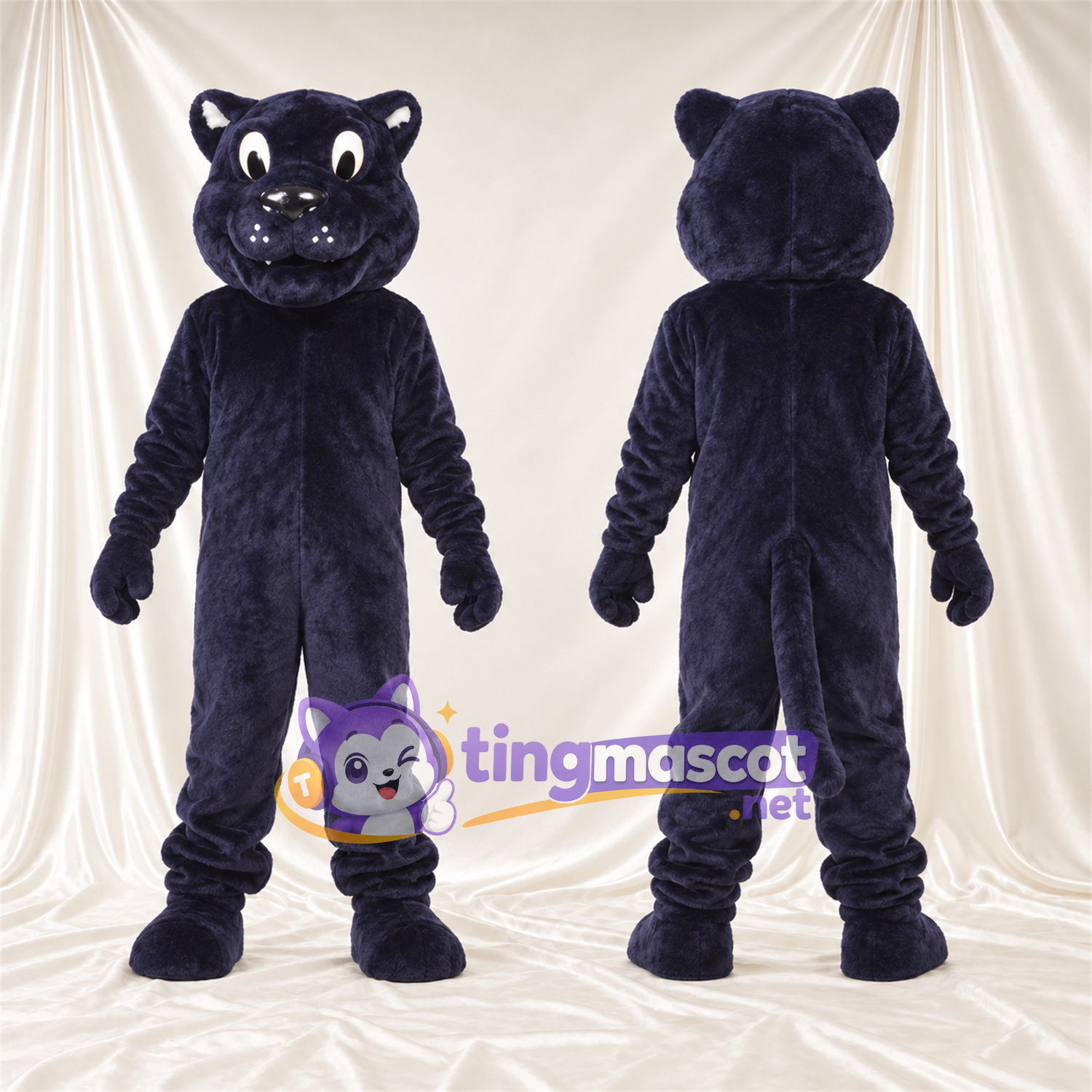 Costume de mascotte Panthère – bleu – Sourcils inclinés; Fourrure hirsute Costume de mascotte Panthère – bleu – Sourcils inclinés; Fourrure hirsute