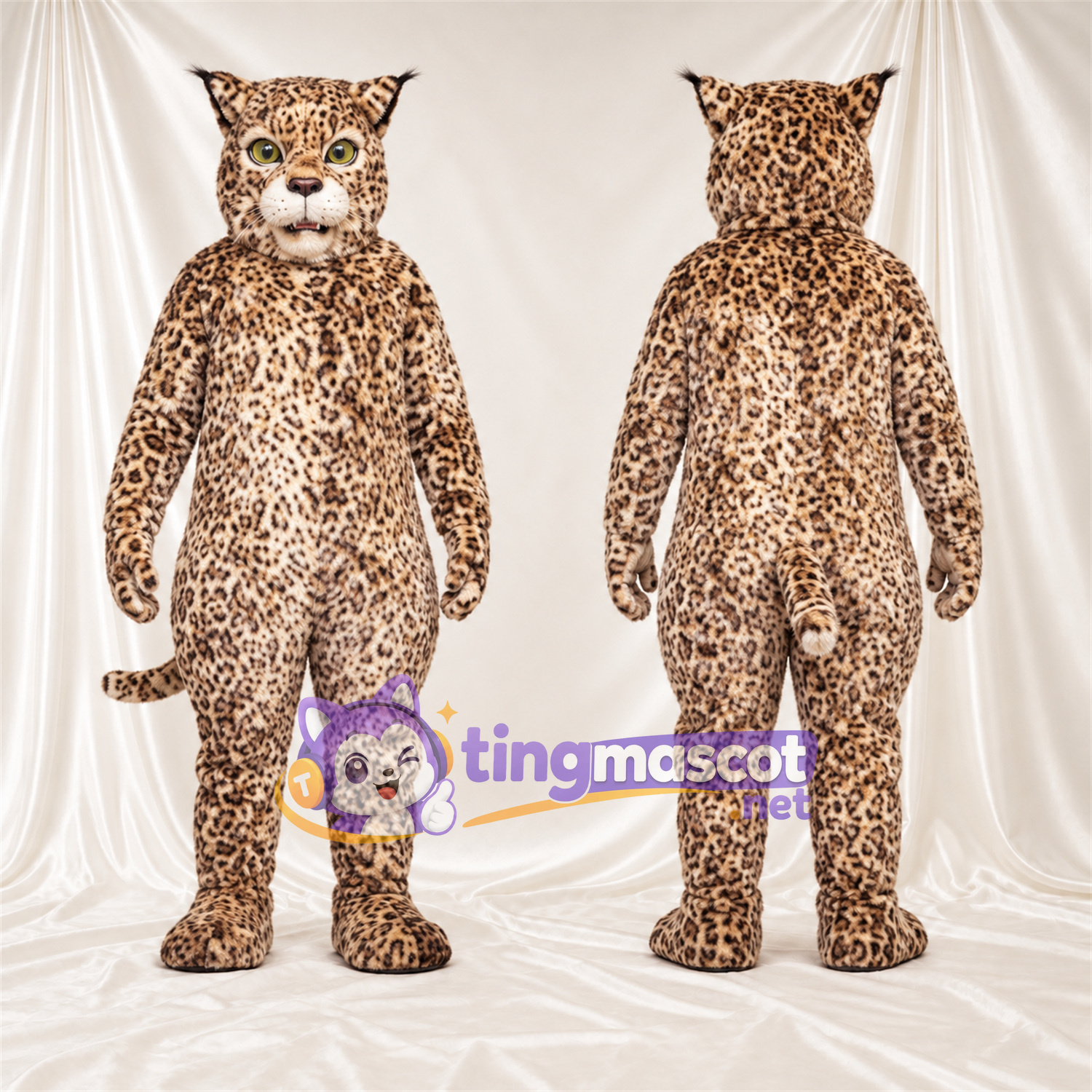 Costume de mascotte Léopard – orange / noir Costume de mascotte Léopard – orange / noir