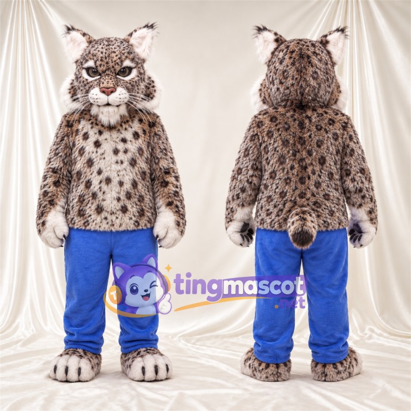 Costume de mascotte Lynx – brun clair – Pantalon (bleu)