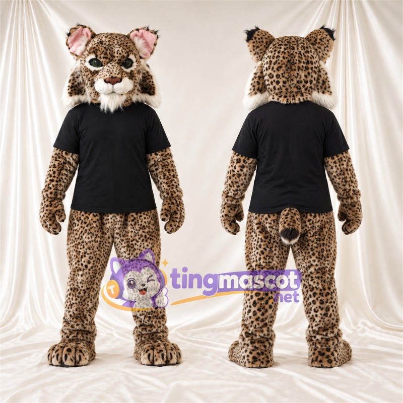 Costume de mascotte Lynx – brun clair – Chemise (noir)