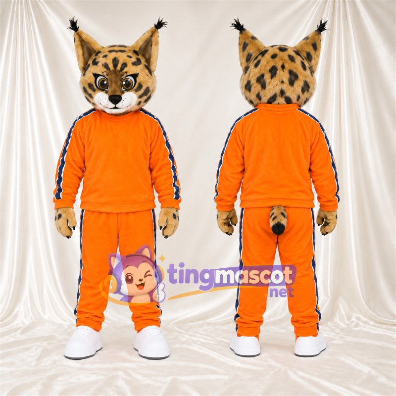 Costume de mascotte Lynx – orange / noir – Survêtement (orange)