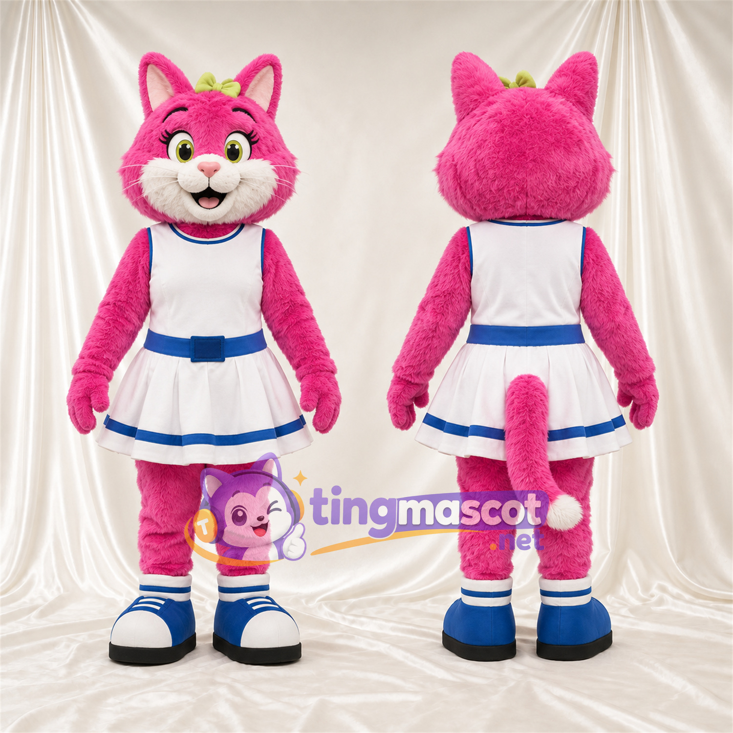 Costume de mascotte Chat sauvage – rose – Robe Costume de mascotte Chat sauvage – rose – Robe