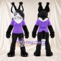 Black and White Lynx Mascot Costume - Purple Shirt