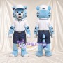 Blue Tiger Mascot Costume - White Shirt, Navy Shorts and Cap