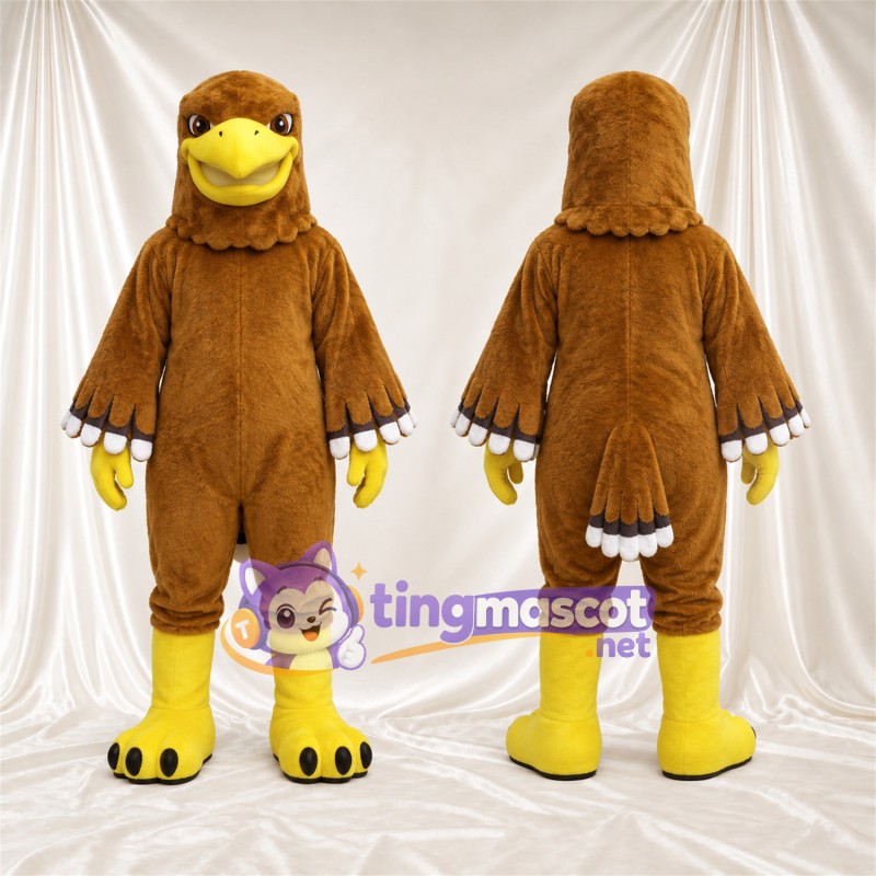 Costume de mascotte Oiseau – marron – Bec (jaune)