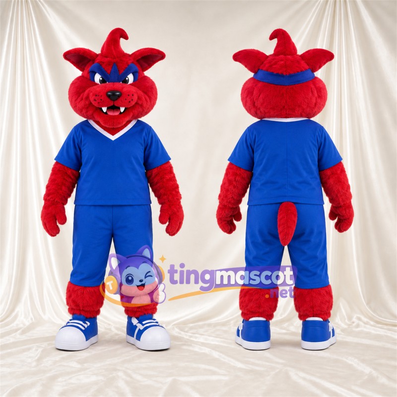 Costume de mascotte Chat bouffon – rouge – Tenue