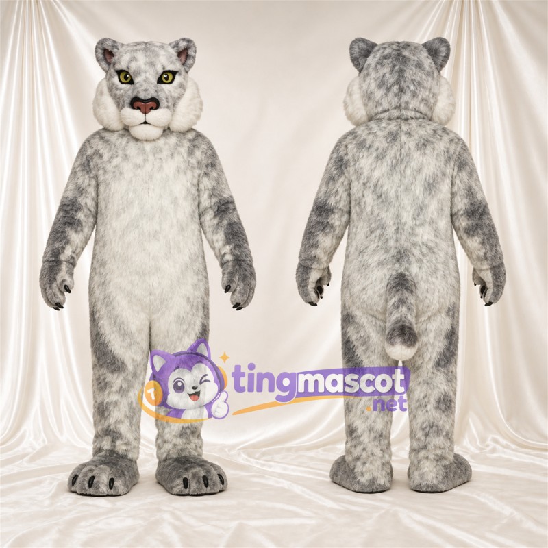 Maskottchenkostüm Rotluchs – grau / weiß – Bauch (weiß); Zottelfell