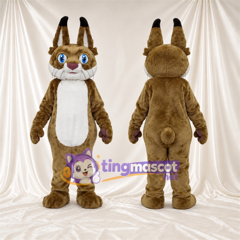 Brown and White Lynx Mascot Costume - Long Ear Tufts
