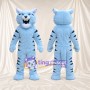 Blue and Black Tiger Mascot Costume - Black Stripes and Shaggy Fur