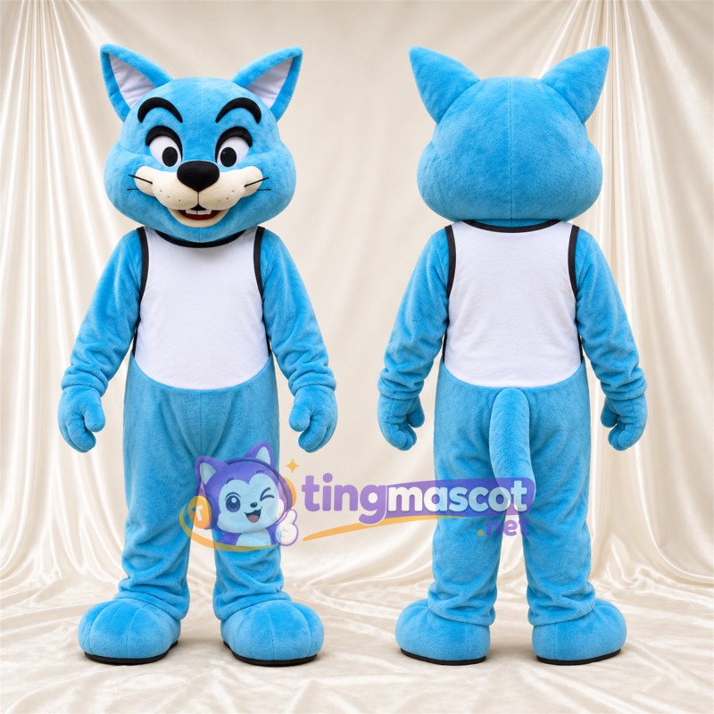 Costume de mascotte Chat – bleu / blanc – Chemise (blanc)
